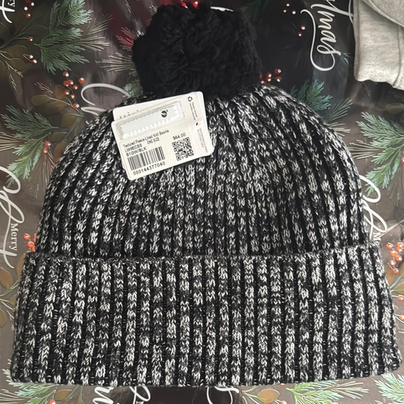 Lululemon Textured Fleece-Lined Knit Beanie *NWT OS Black/Grey/White - Picture 3 of 6
